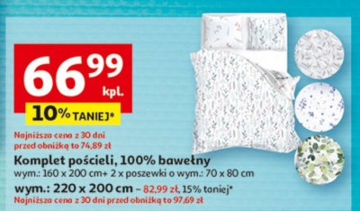 Komplet pościeli, 100% bawełny rozm.: 160 x 200 cm + 2 x poszewki w wym.: 70 x 80 cm promocja w Auchan