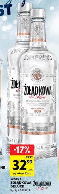 Wódka ŻOŁĄDKOWA DE LUXE 0,7 l promocja w Intermarche