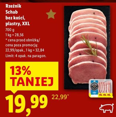 Schab bez kości, plastry, XXL 700g promocja w Lidl