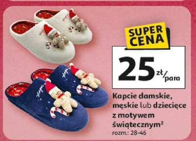 Kapcie damskie, męskie lub dziecięce z motywem świątecznym promocja w Auchan