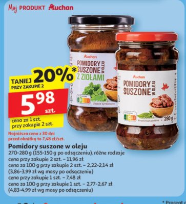 Pomidory suszone w oleju Auchan promocja