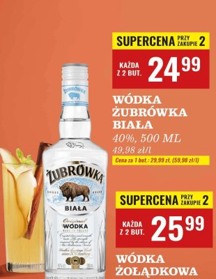 Wódka Żubrówka Biała 40% 500ml promocja w Biedronka