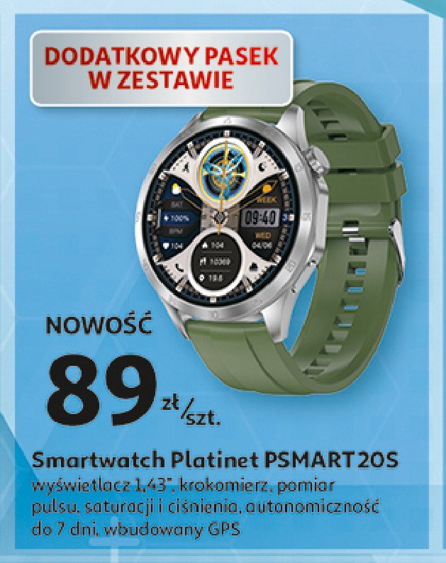 Smartwatch psmart20s Platinet promocja w Auchan