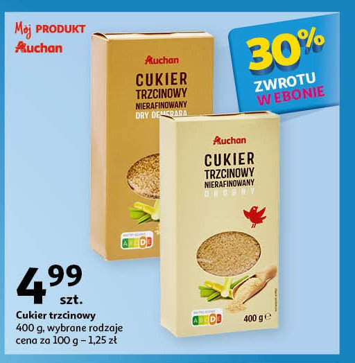 Cukier trzcinowy drobny Auchan różnorodne (logo czerwone) promocja