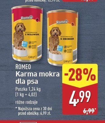 Karma dla psa z wołowina Romeo (karma) promocja w Aldi