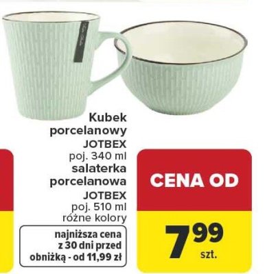 Kubek porcelanowy JOTBEX poj. 340 ml, salaterka porcelanowa JOTBEX poj. 510 ml różne kolory promocja w Carrefour