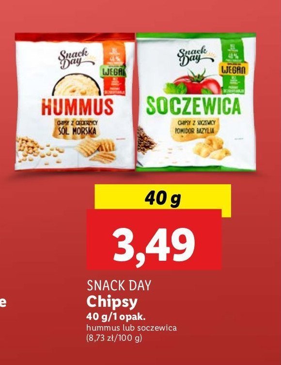 Chipsy z ciecierzycy o smaku hummusa Snack day promocja