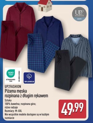 Piżama męska rozpinana z długim rękawem UP2FASHION promocja w Aldi