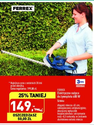 Nożyce do żywopłotu 600w Ferrex promocja