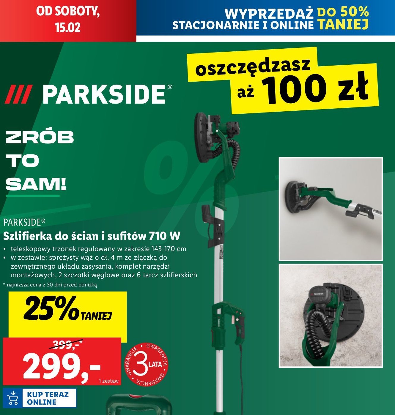 Szlifierka do ścian 710 w Parkside promocja