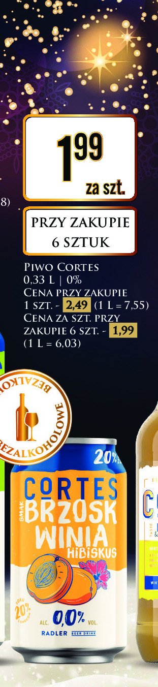 Piwo Cortes 0.0% brzoskwinia-hibiskus promocja