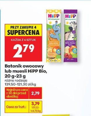 Batonik owocowy lub muesli HiPP Bio, 20 g-23 g promocja w Biedronka