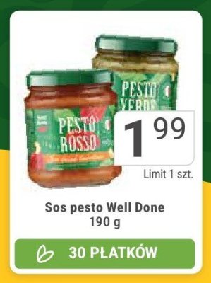 Sos pesto Well Done promocja w Stokrotka