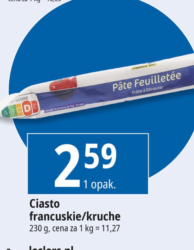 Ciasto kruche Eco+ promocja w Leclerc