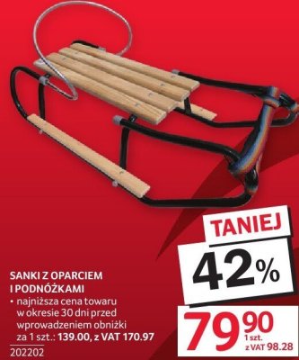 Sanki z oparciem i podóżkami promocja w Selgros