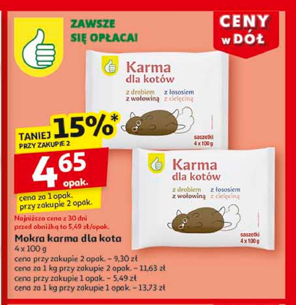 Karma dla kotów Podniesiony kciuk promocja w Auchan