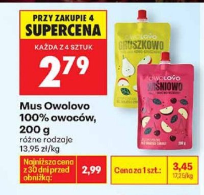 Mus 100% owoców, 200 g, różne rodzaje promocja w Biedronka