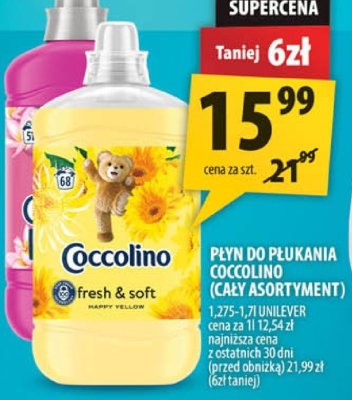 Płyn do płukania Coccolino (cały asortyment) promocja w Arhelan