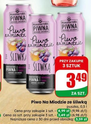 Piwo Na Miodzie ze śliwką Manufaktura Piwna promocja w Dino