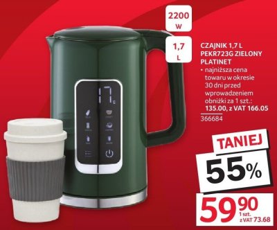 Czajnik 1,7 L PEKR723G zielony Platinet promocja w Selgros