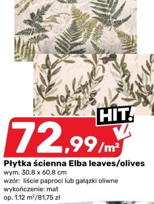 Płytka ścienna Elba leaves/olives Bricomarche promocja w Bricomarche