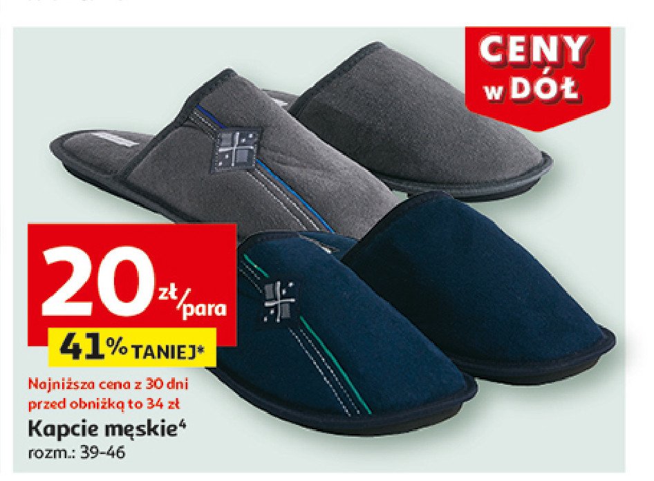 Kapcie męskie 39-46 Auchan inextenso promocja