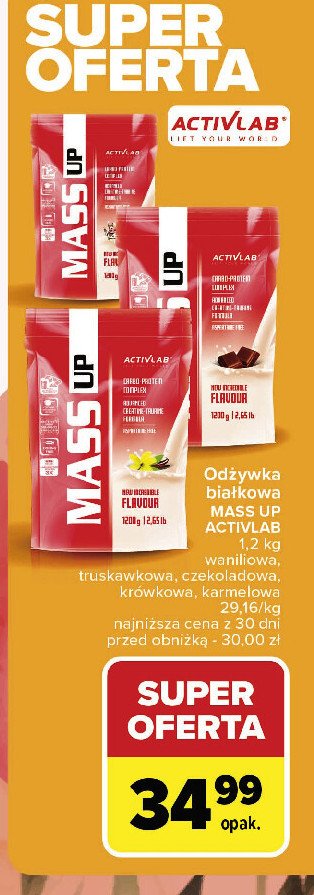 Odżywka mass up krówka Activlab promocja w Carrefour