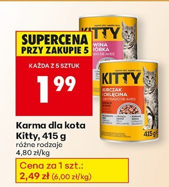 Karma dla kota Kitty 415 g różne rodzaje promocja w Biedronka