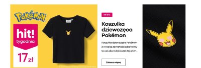 Koszulka dziewczęca Pokémon 100% bawełny promocja w Pepco