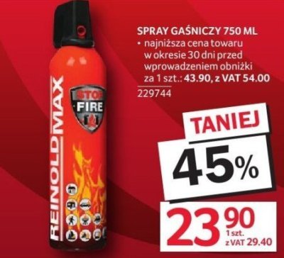 Spray gaśniczy SPRAY GAŚNICZY 750 ML promocja w Selgros