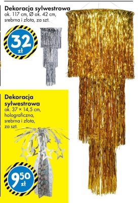 Dekoracja sylwestrowa holograficzna srebrna i złota promocja w Tedi