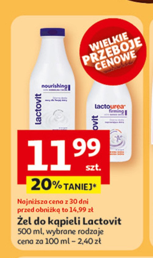Żel pod prysznic firming Lactovit lactourea promocja w Auchan