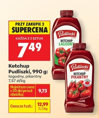 Ketchup Pudliszki, 990 g łagodny, pikantny promocja w Biedronka