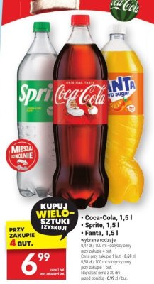 Napój Coca-Cola 1,5l, Sprite 1,5l, Fanta 1,5l promocja w Twój Market