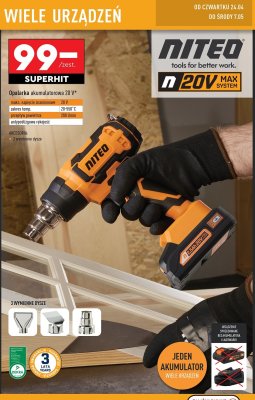 Opalarka 20v Niteo tools promocja
