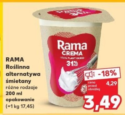 Roślinna alternatywa śmietany, różne rodzaje 200 ml promocja w Kaufland
