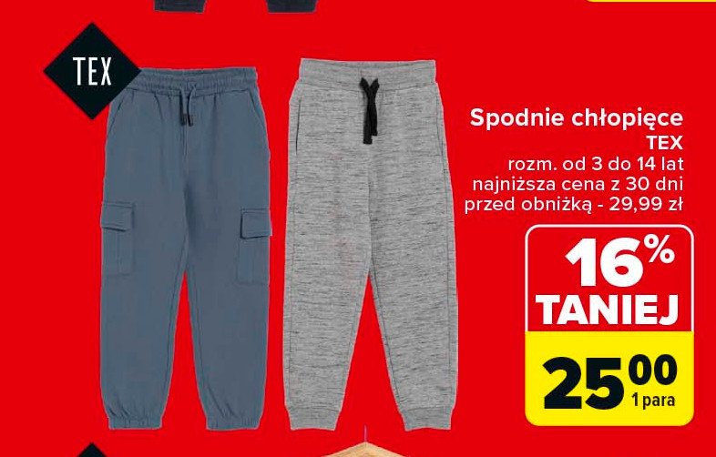 Spodnie chłopięce 3-14 lat Tex promocja