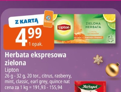 Herbata ekspresowa zielona Lipton promocja w Leclerc