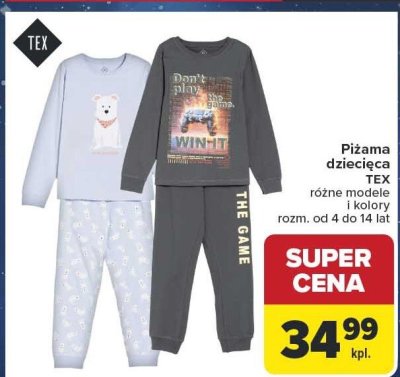 Piżama dziecięca, różne modele i kolory promocja w Carrefour