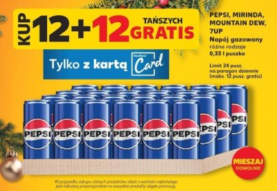 Napój gazowany Pepsi, Mirinda, Mountain Dew, 7UP różne rodzaje 0,33 l puszka promocja w Kaufland