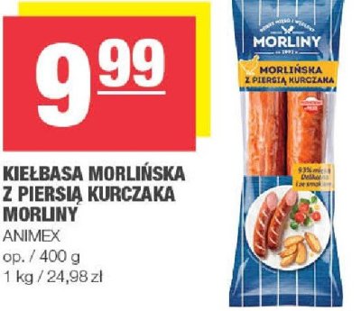 Kiełbasa morlińska z piersią kurczaka MORLINY ANIMEX promocja w SPAR
