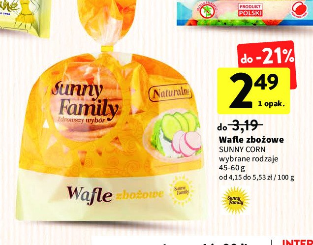 Wafle zbożowe naturalne Sunny family promocje