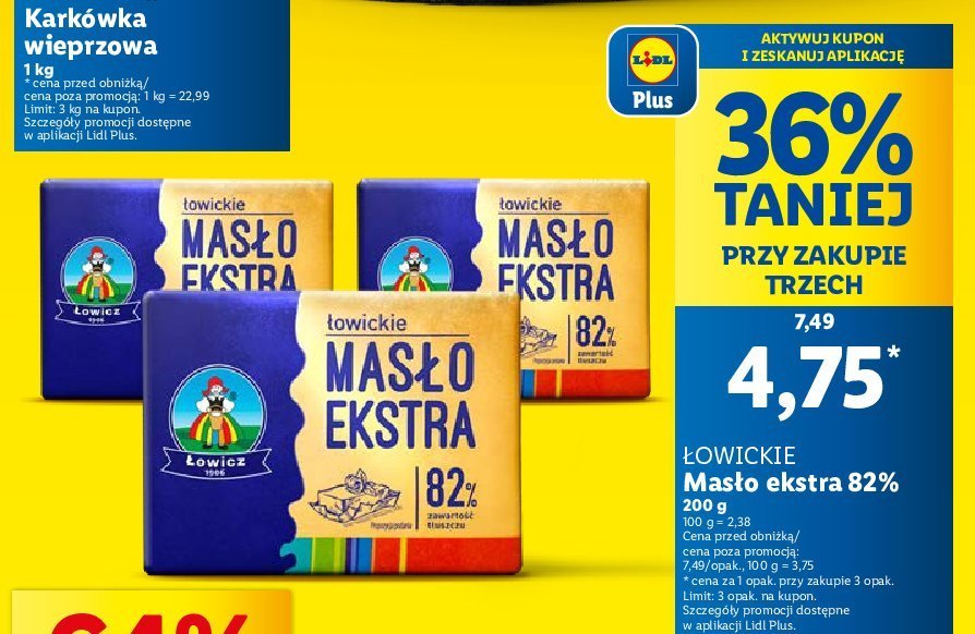 Masło ekstra Łowickie promocja