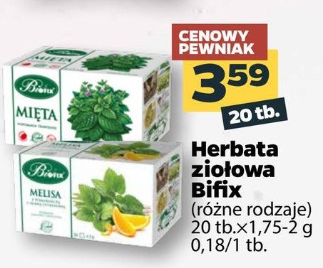 Herbata melisa z pomarańczą i trawą cytrynową Bifix promocja