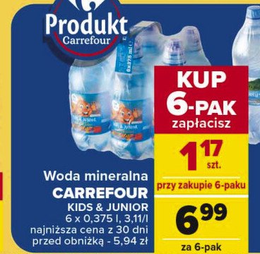 Woda niegazowana Carrefour kids promocja