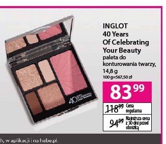 Paleta do konturowania 40 years of celebrating Inglot promocja