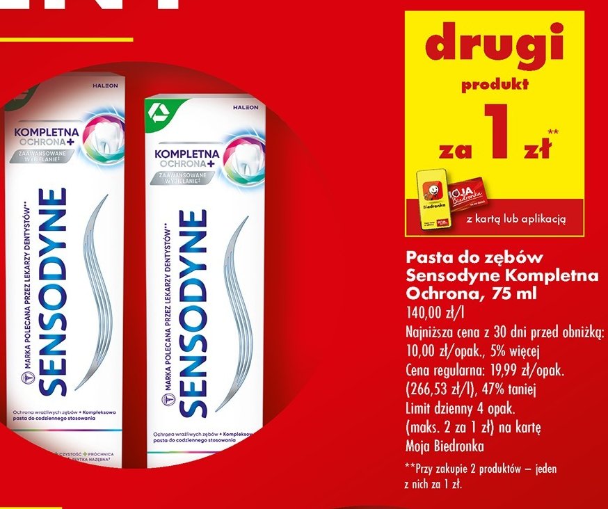 Pasta do zębow Sensodyne kompletna ochrona+ promocja w Biedronka