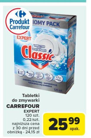 Tabletki do zmywarek classic Carrefour promocja w Carrefour