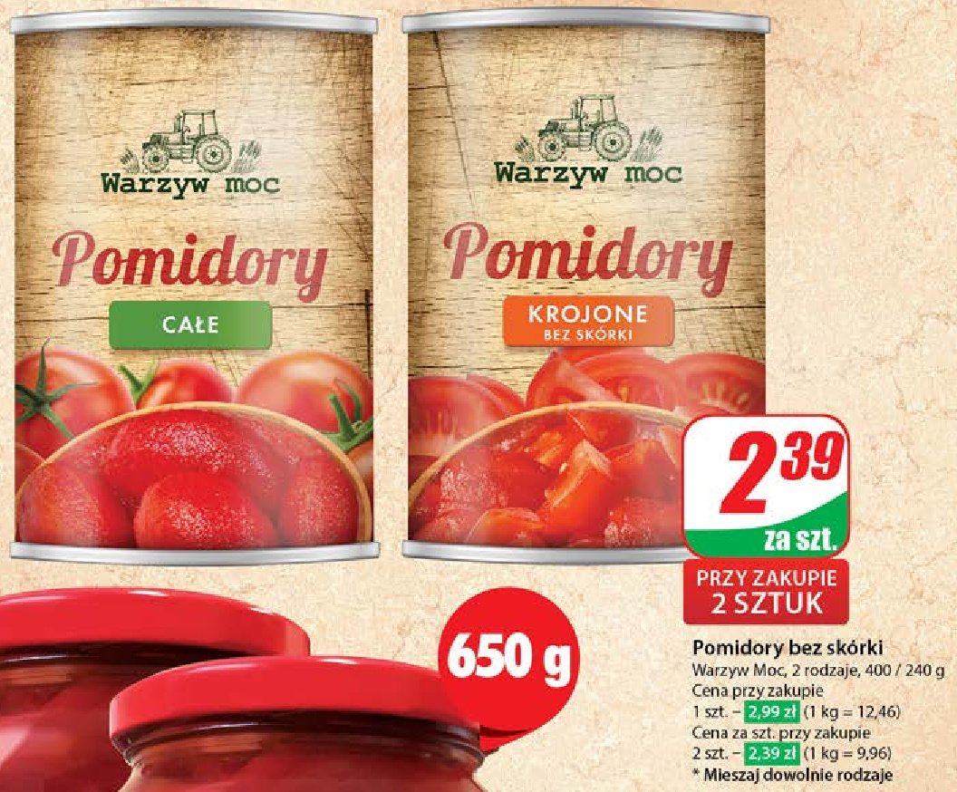 Pomidory krojone bez sk贸rki Warzyw moc promocja