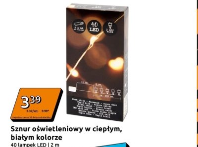 Sznur oświetleniowy w ciepłym, białym kolorze 40 lampek LED, 2 m promocja w Action